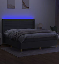 Boxspringbett mit Matratze & LED Dunkelgrau 180x200 cm Stoff