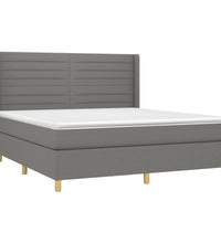 Boxspringbett mit Matratze & LED Dunkelgrau 180x200 cm Stoff