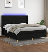 Boxspringbett mit Matratze & LED Schwarz 180x200 cm Stoff