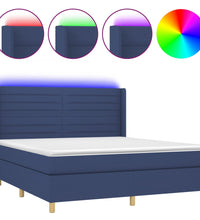 Boxspringbett mit Matratze & LED Blau 180x200 cm Stoff