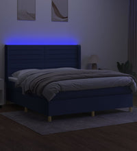 Boxspringbett mit Matratze & LED Blau 180x200 cm Stoff