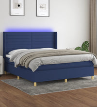 Boxspringbett mit Matratze & LED Blau 180x200 cm Stoff