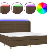 Boxspringbett mit Matratze & LED Dunkelbraun 200x200 cm Stoff