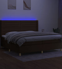 Boxspringbett mit Matratze & LED Dunkelbraun 200x200 cm Stoff
