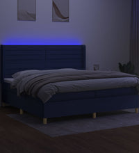 Boxspringbett mit Matratze & LED Blau 200x200 cm Stoff
