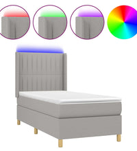 Boxspringbett mit Matratze & LED Hellgrau 80x200 cm Stoff