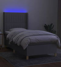Boxspringbett mit Matratze & LED Hellgrau 80x200 cm Stoff