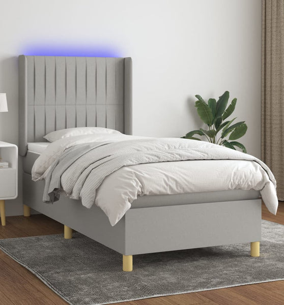 Boxspringbett mit Matratze & LED Hellgrau 80x200 cm Stoff