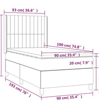 Boxspringbett mit Matratze & LED Taupe 90x190 cm Stoff