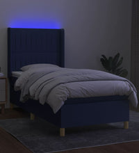 Boxspringbett mit Matratze & LED Blau 90x200 cm Stoff
