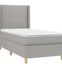 Boxspringbett mit Matratze & LED Hellgrau 100x200 cm Stoff