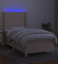 Boxspringbett mit Matratze & LED Creme 100x200 cm Stoff