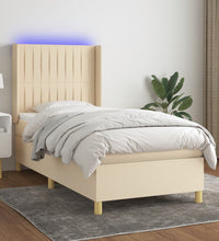 Boxspringbett mit Matratze & LED Creme 100x200 cm Stoff