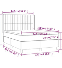 Boxspringbett mit Matratze & LED Hellgrau 140x190 cm Stoff