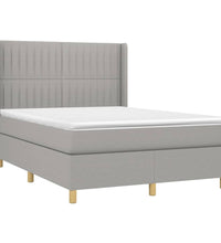 Boxspringbett mit Matratze & LED Hellgrau 140x200 cm Stoff