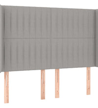 Boxspringbett mit Matratze & LED Hellgrau 140x200 cm Stoff
