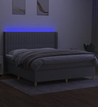 Boxspringbett mit Matratze & LED Hellgrau 180x200 cm Stoff