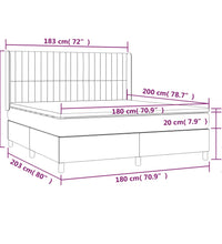 Boxspringbett mit Matratze & LED Hellgrau 180x200 cm Stoff