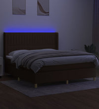 Boxspringbett mit Matratze & LED Dunkelbraun 180x200 cm Stoff