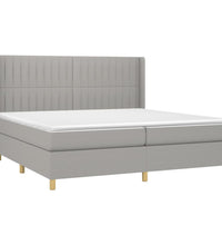 Boxspringbett mit Matratze & LED Hellgrau 200x200 cm Stoff