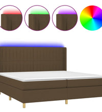 Boxspringbett mit Matratze & LED Dunkelbraun 200x200 cm Stoff
