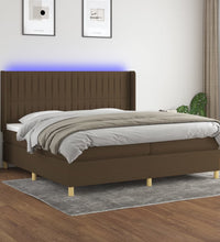 Boxspringbett mit Matratze & LED Dunkelbraun 200x200 cm Stoff