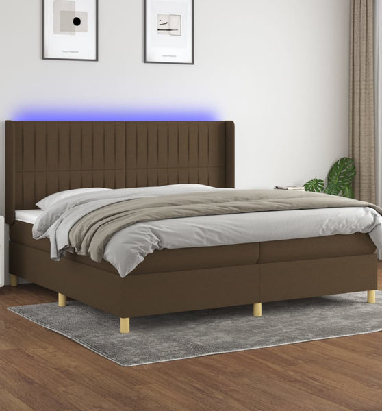 Boxspringbett mit Matratze & LED Dunkelbraun 200x200 cm Stoff