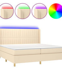 Boxspringbett mit Matratze & LED Creme 200x200 cm Stoff