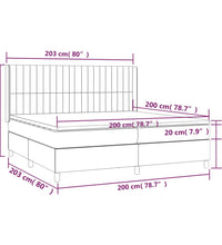 Boxspringbett mit Matratze & LED Creme 200x200 cm Stoff