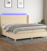 Boxspringbett mit Matratze & LED Creme 200x200 cm Stoff