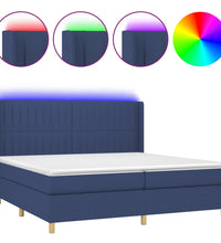 Boxspringbett mit Matratze & LED Blau 200x200 cm Stoff