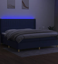 Boxspringbett mit Matratze & LED Blau 200x200 cm Stoff