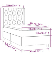 Boxspringbett mit Matratze & LED Taupe 90x190 cm Stoff