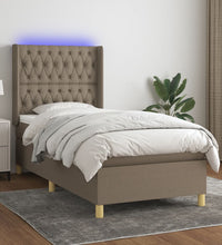 Boxspringbett mit Matratze & LED Taupe 90x190 cm Stoff