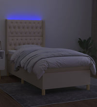 Boxspringbett mit Matratze & LED Creme 90x190 cm Stoff