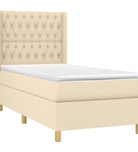 Boxspringbett mit Matratze & LED Creme 90x190 cm Stoff
