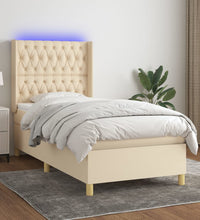 Boxspringbett mit Matratze & LED Creme 90x190 cm Stoff
