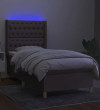 Boxspringbett mit Matratze & LED Taupe 90x200 cm Stoff
