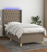 Boxspringbett mit Matratze & LED Taupe 90x200 cm Stoff