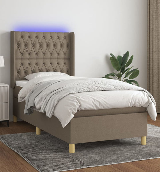 Boxspringbett mit Matratze & LED Taupe 90x200 cm Stoff