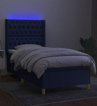 Boxspringbett mit Matratze & LED Blau 90x200 cm Stoff
