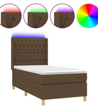 Boxspringbett mit Matratze & LED Dunkelbraun 100x200 cm Stoff