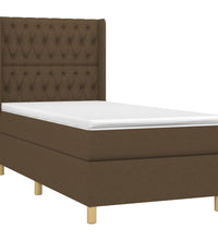 Boxspringbett mit Matratze & LED Dunkelbraun 100x200 cm Stoff
