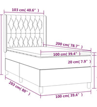 Boxspringbett mit Matratze & LED Dunkelbraun 100x200 cm Stoff