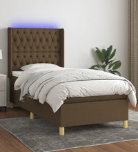 Boxspringbett mit Matratze & LED Dunkelbraun 100x200 cm Stoff