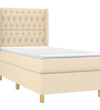 Boxspringbett mit Matratze & LED Creme 100x200 cm Stoff