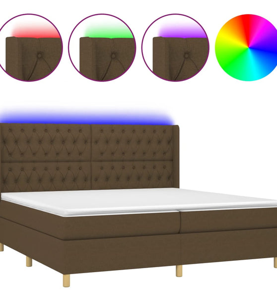 Boxspringbett mit Matratze & LED Dunkelbraun 200x200 cm Stoff