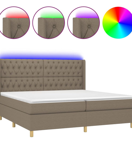 Boxspringbett mit Matratze & LED Taupe 200x200 cm Stoff