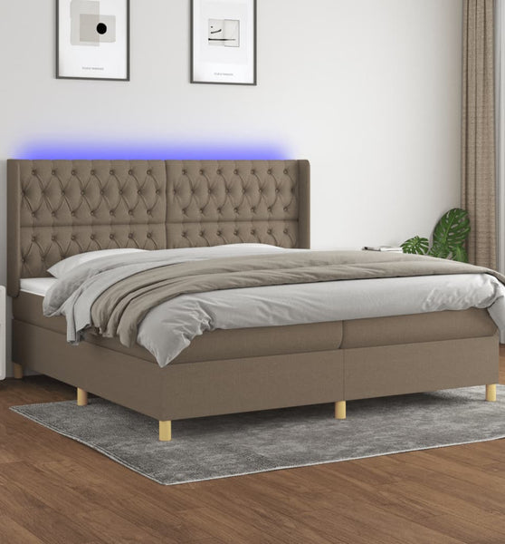 Boxspringbett mit Matratze & LED Taupe 200x200 cm Stoff