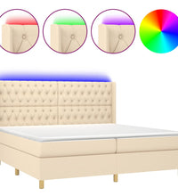Boxspringbett mit Matratze & LED Creme 200x200 cm Stoff